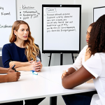 **

> A diverse group of people engaged in a focus group discussion about a new beauty product, with a moderator facilitating and capturing notes on a whiteboard. The setting is a modern, brightly lit meeting room. Emphasis on expressions of genuine interest and connection to the product's story of boosting confidence and natural beauty.

**