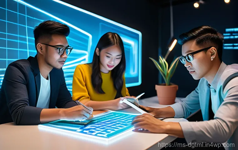 디지털 광고에서의 사용자 행동 예측 - **Prompt 1: Futuristic Digital Marketing Hub**
    A diverse group of five young Malaysian professio...