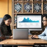Home 23 디지털 광고 타겟팅의 법적 요구사항 준수 - A modern Malaysian digital marketing office setting, featuring diverse professionals collaborating o...